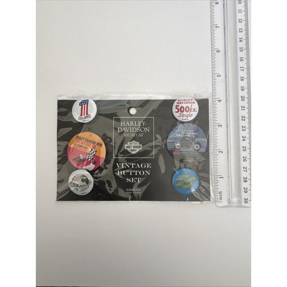Harley-Davidson Museum Vintage‎ Button Set 2008 Lapel Vest Jacket Pin NEW Sealed - Picture 7 of 7